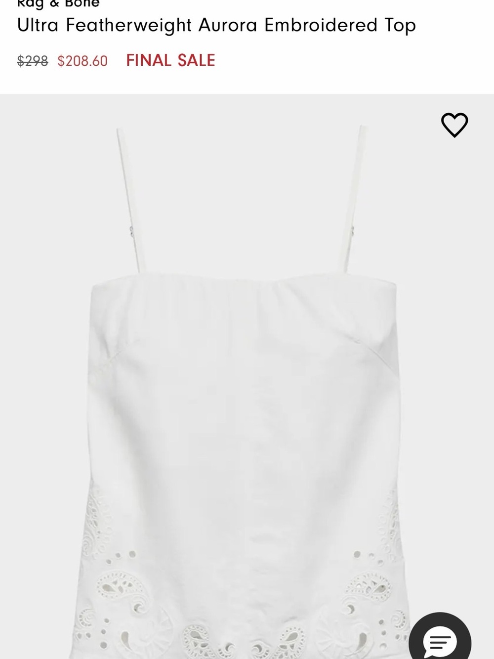 rag & bone White Embroidered Eyelet Cami